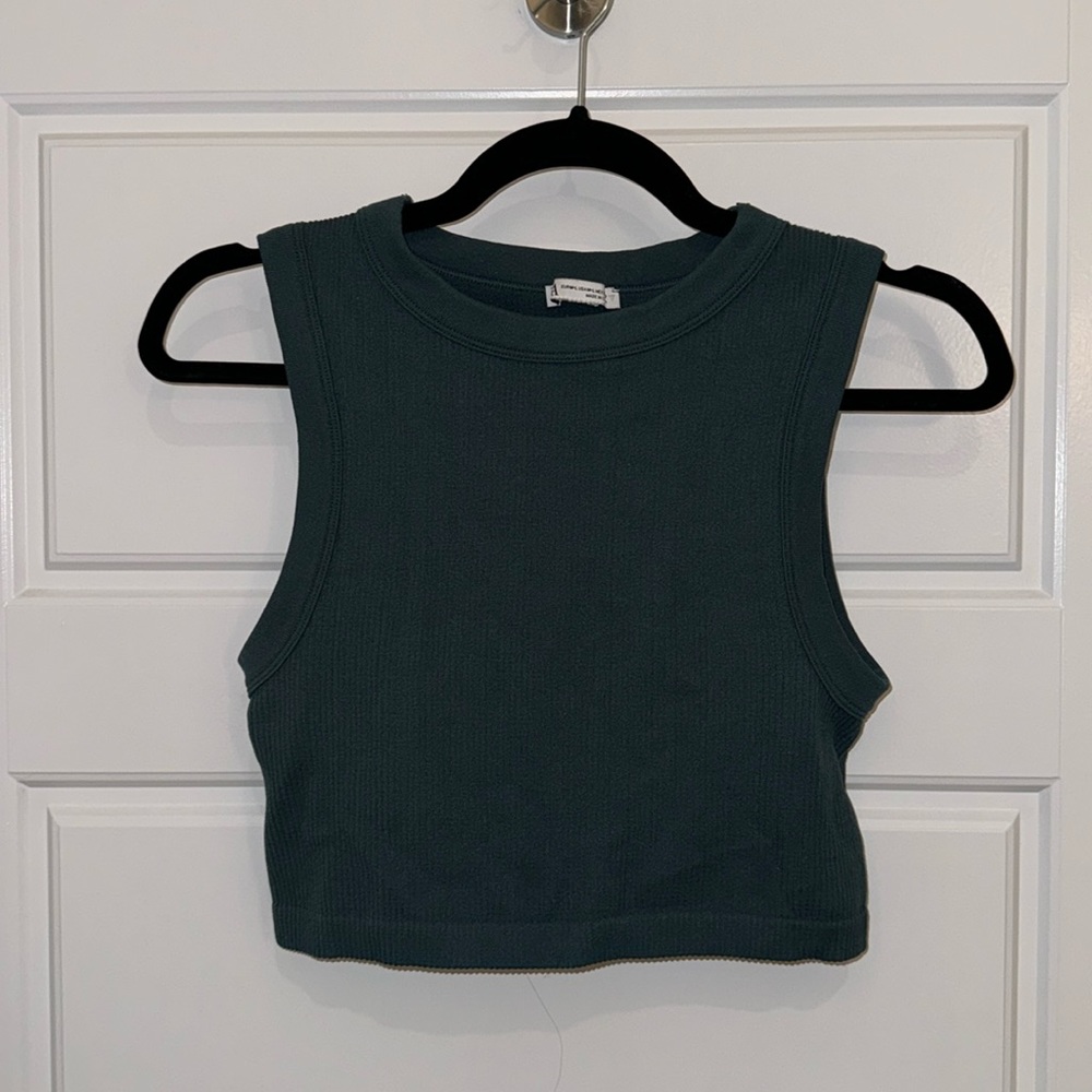 Zara Cyan Cropped Ribbed Tank